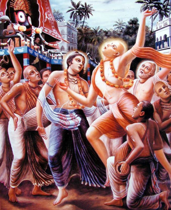 Чайтанья Махапрабху танцует на Ратха-ятре