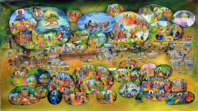 Хронология событий в жизни Господа Кришны во Врадже. Автор картины Мадхава Прия д.д.