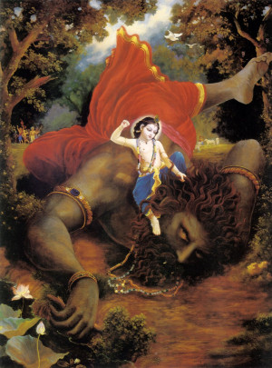 Баларама на поверженном демоне Праламбасуре