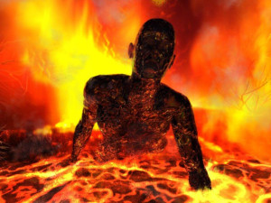 Грешник горит в адском пламени