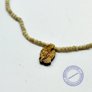 Кантхималы (бусы) из Туласи. 1 ряд. С кулоном "Радха Кришна". С Радха-кунды (эксклюзив). Светлые.