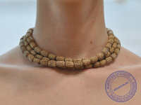 Кантхималы (бусы) из Туласи. 3 ряда. С Радха-кунды (эксклюзив). Крупные. Светлые. Рисунок Шри Радхе.